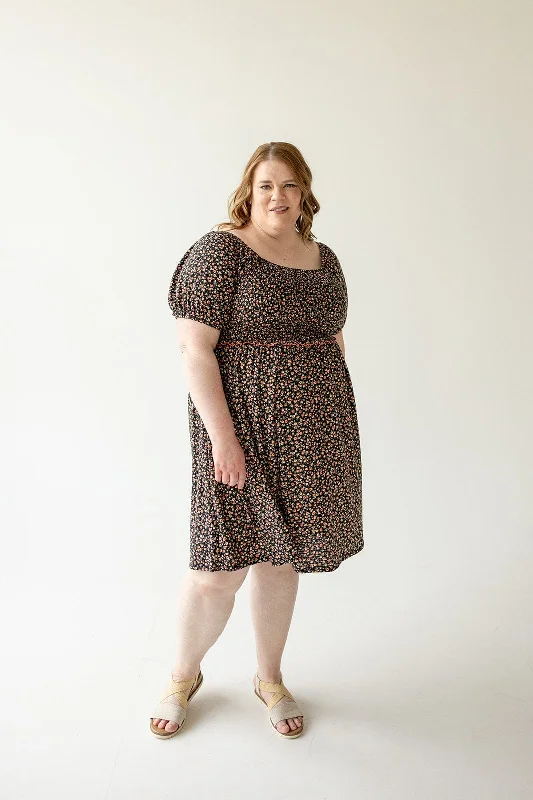 DAINTY FLORAL SMOCKED BODICE DRESS