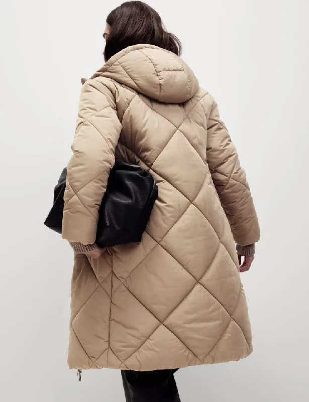 Thermowarmth Diamond Quilted Padded Coat empire Basque Peplum