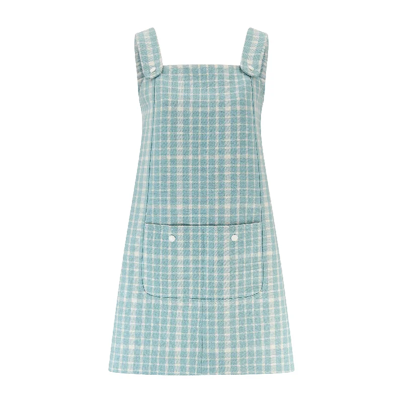 1970s Miss Dior Blue and White Gingham Check Dress