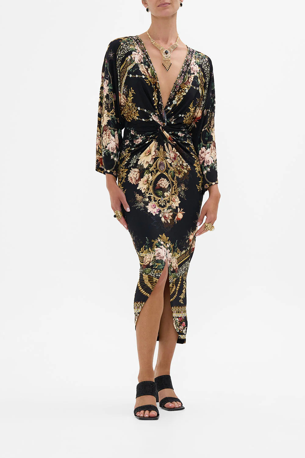 Long Split Front Twist Dress Dynasty Daze - Camilla