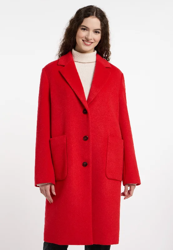 FRIEDA & FREDDIES RED WOOL COAT Bodycon Sheath Shift