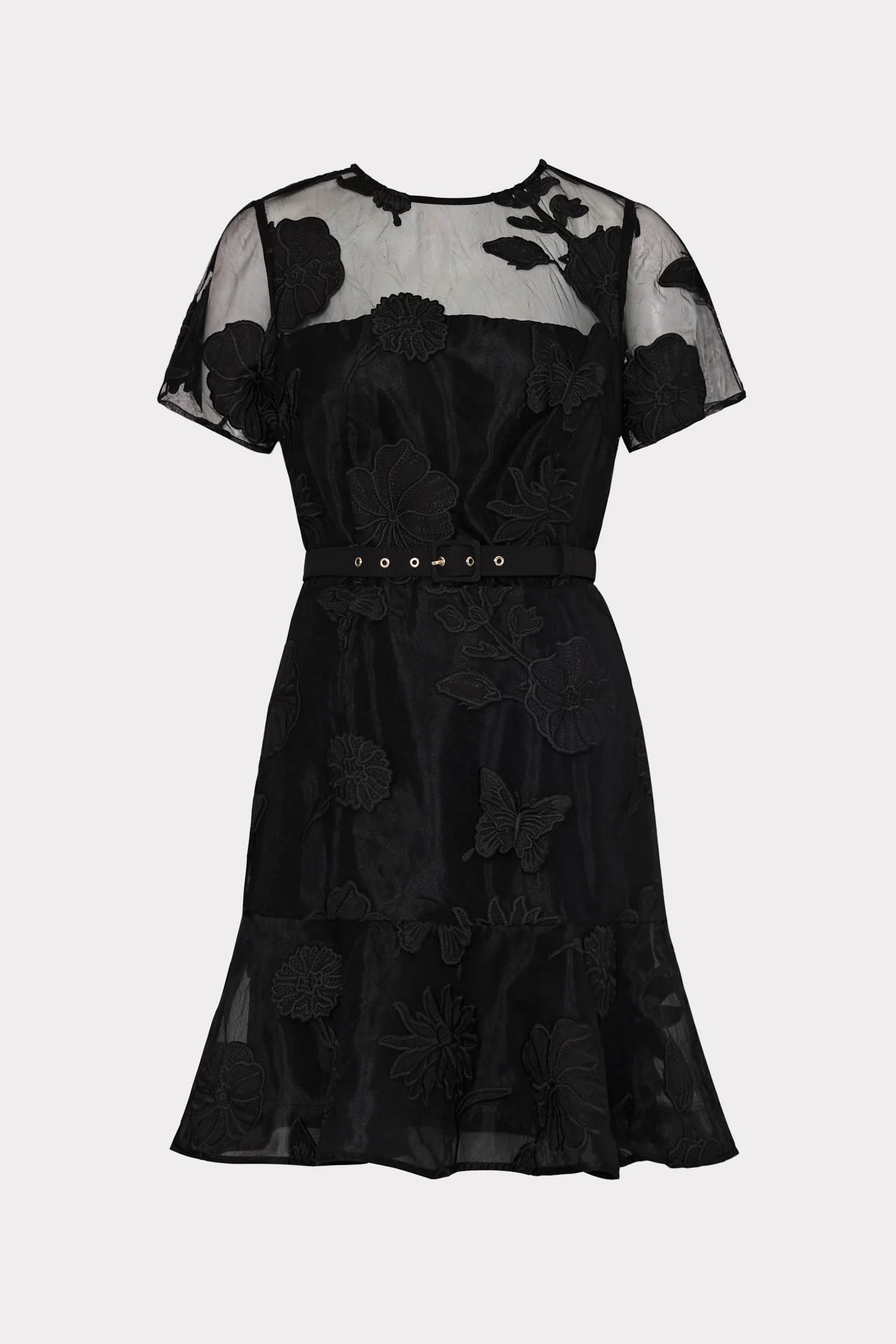 Rosie 3D Butterfly Embroidery Dress Black - MILLY