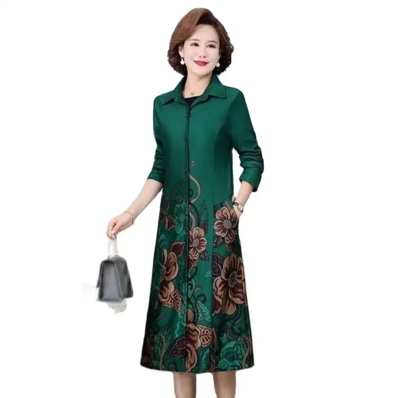 Middle-aged Mother Autumn Windbreaker Coat Temperament Long, Fashionable And Noble, Women's Spring And Autumn Windbreaker Woman. 27857 Stand-Up Roll-Neck Turtle Middle-aged Mother Autumn Windbreaker Coat Temperament Long, Fashionable And Noble, Women's Spring And Autumn Windbreaker Woman. 27857 Stand-Up Roll-Neck Turtle