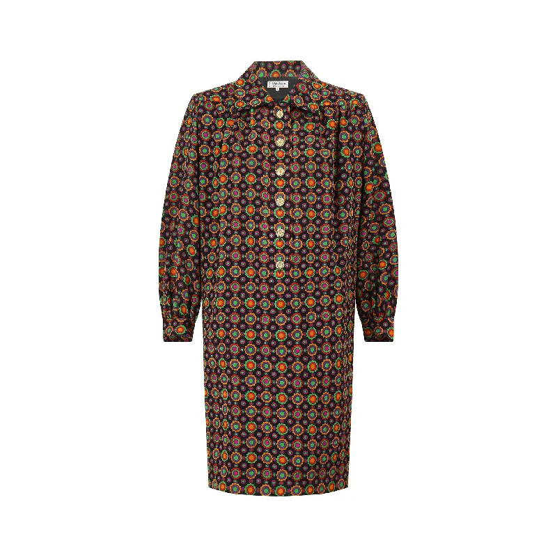 1990 Yves Saint Laurent Colourful Abstract Print Shirtwaister Dress