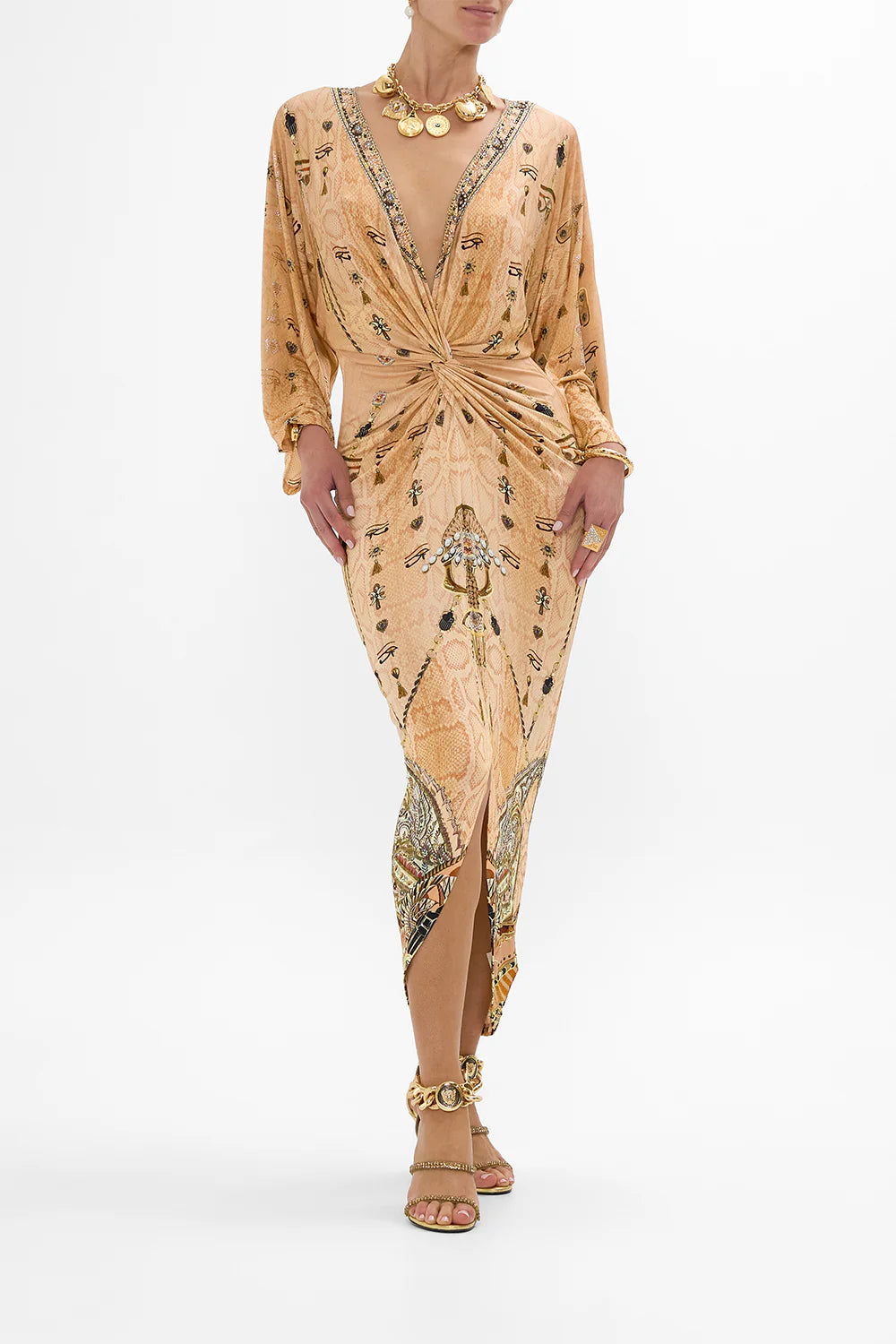 Long Split Front Twist Dress Kingdom of Heiroglyphs - Camilla