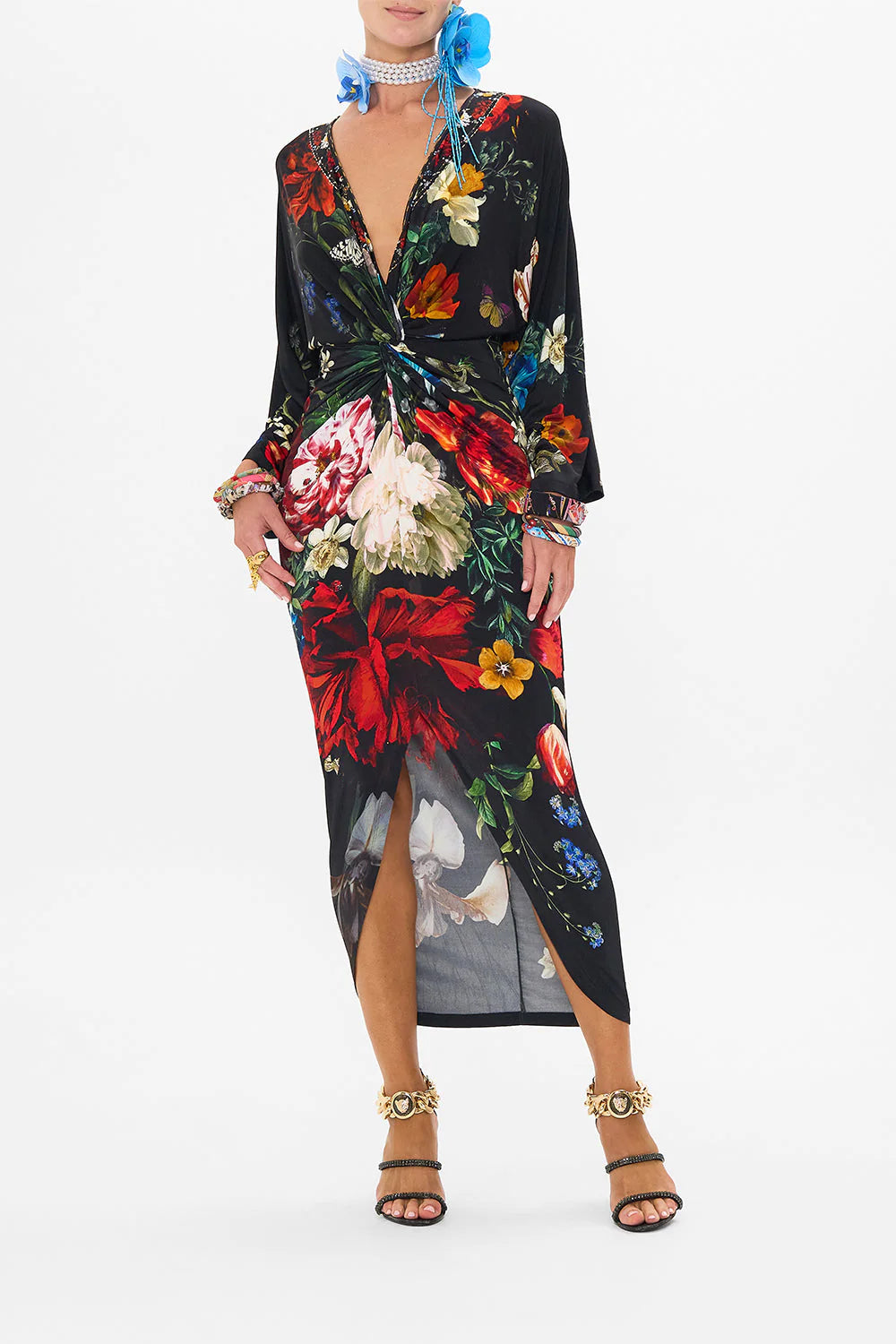 Long Split Front Twist Dress A Still Life - Camilla