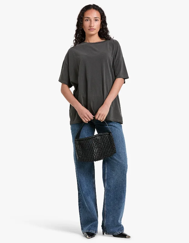 Womens T-Shirt - Vintage Carbon Mesh Canvas Denim
