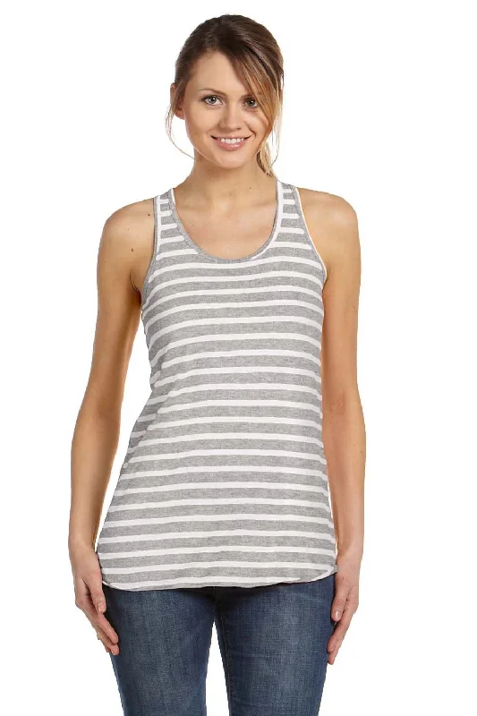 Bella + Canvas Womens Flowy Tank Top - Heather Grey/White peach tank top