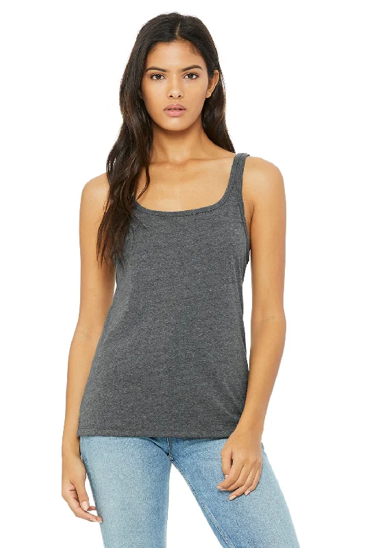 Bella + Canvas Womens Relaxed Jersey Tank Top - Heather Deep Grey flirty tank top