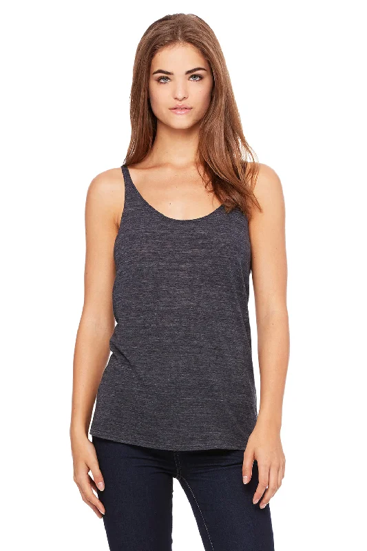 Bella + Canvas Womens Slouchy Tank Top - Charcoal Black Slub off shoulder tank