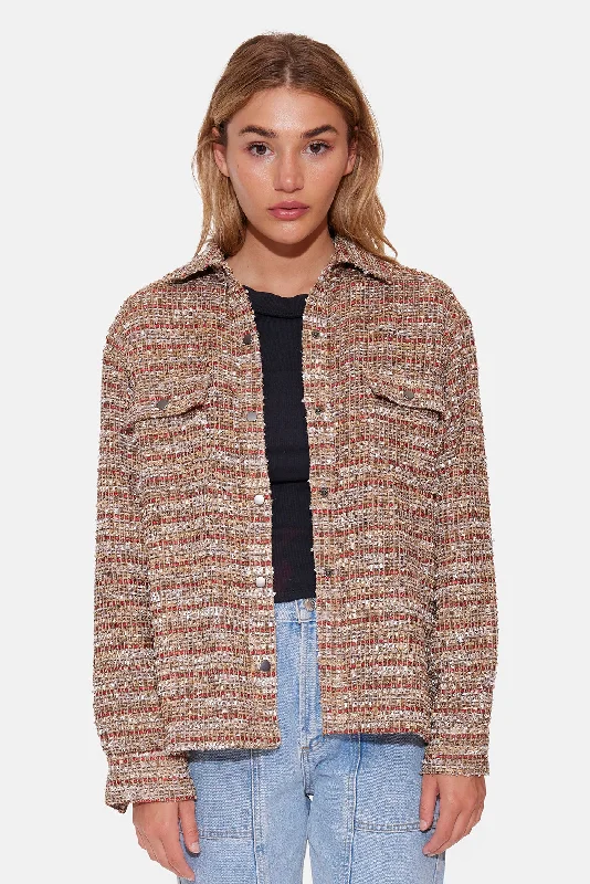 Coco Tweed Overshirt Desert Multi Elasticated Padded Insulated