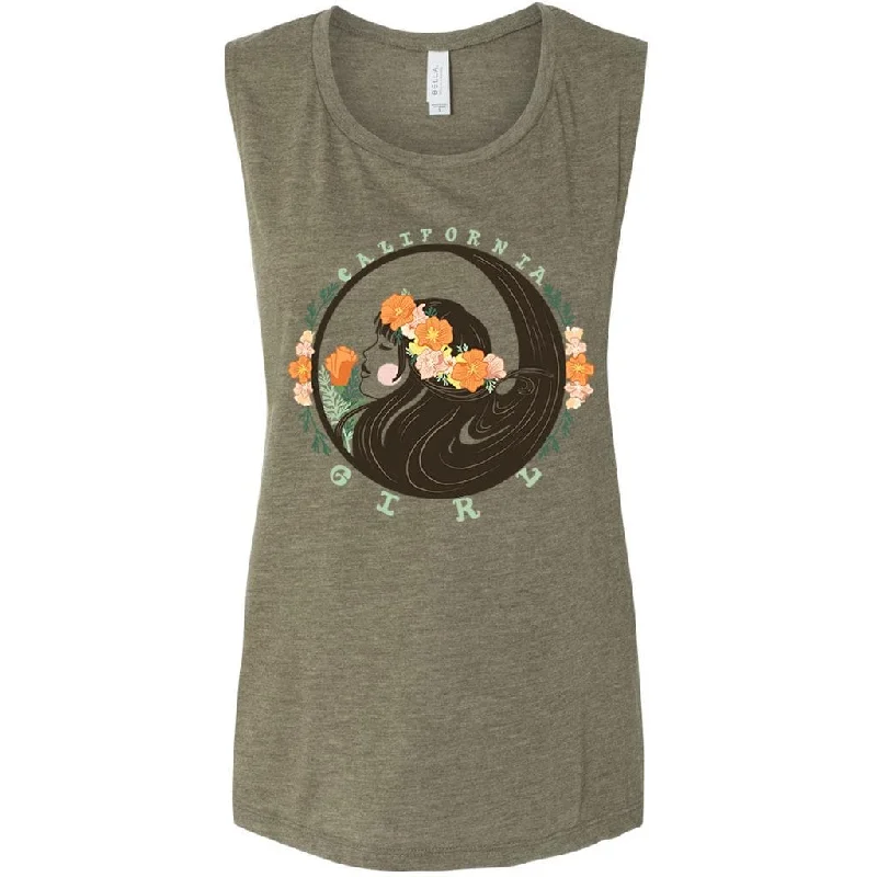 California Flower Girl Green Muscle Tank seamless tank top