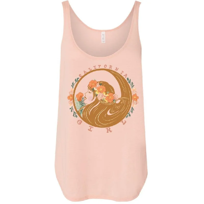 California Flower Girl Peach Tank casual tank top