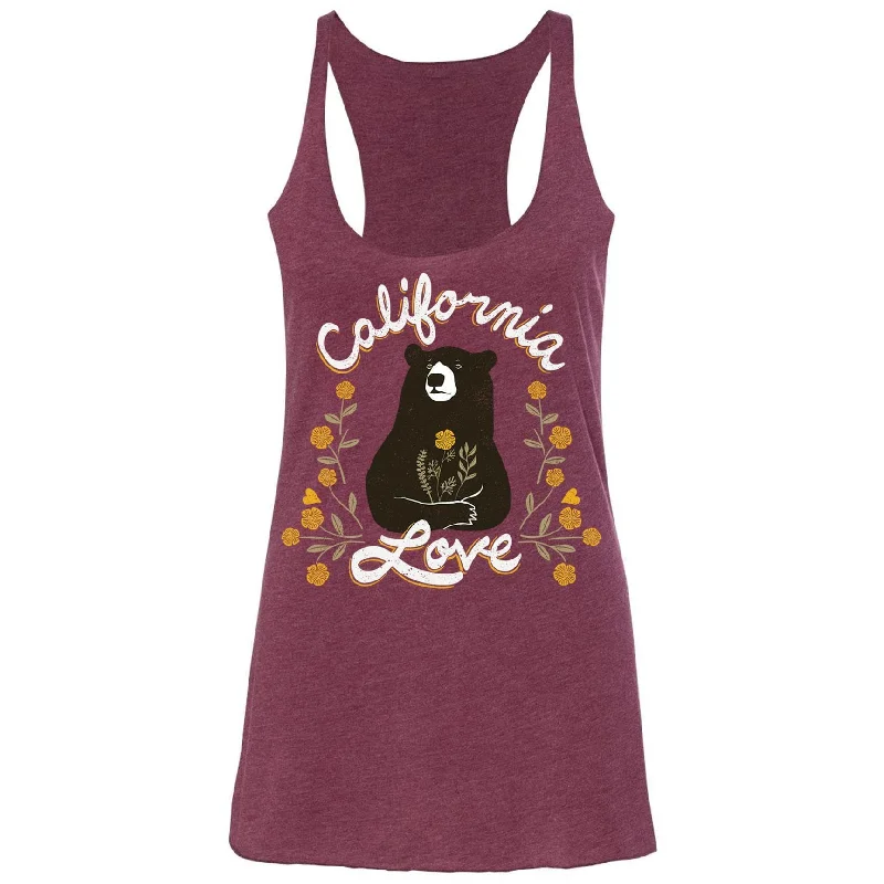 California Love Bear maroon tank lace tank top