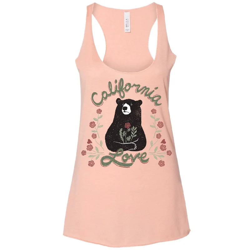 California Love Bear peach tank high neck tank