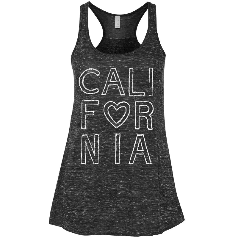 California outline black marble tank off shoulder tank