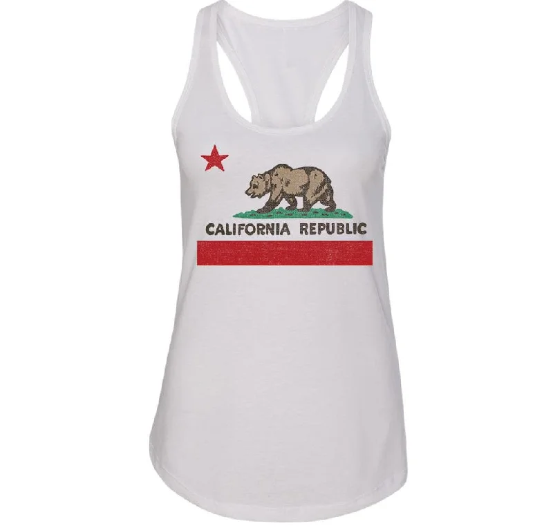 California Republic State Flag Racerback Tank halter tank top