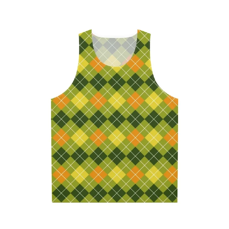 Colorful Argyle Unisex Tank Top ivory tank top