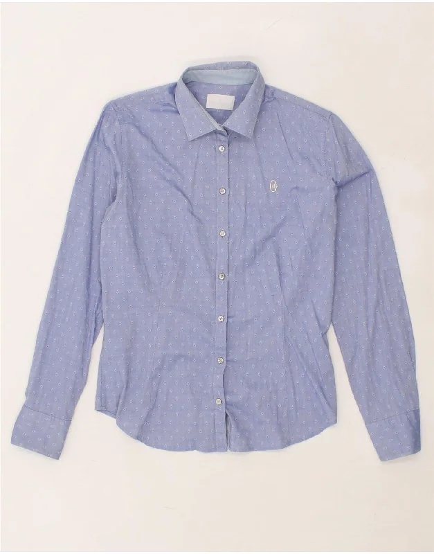 CONTE OF FLORENCE Womens Shirt Medium Blue Wool Fabric Cashmere Fabric Tweed Fabric