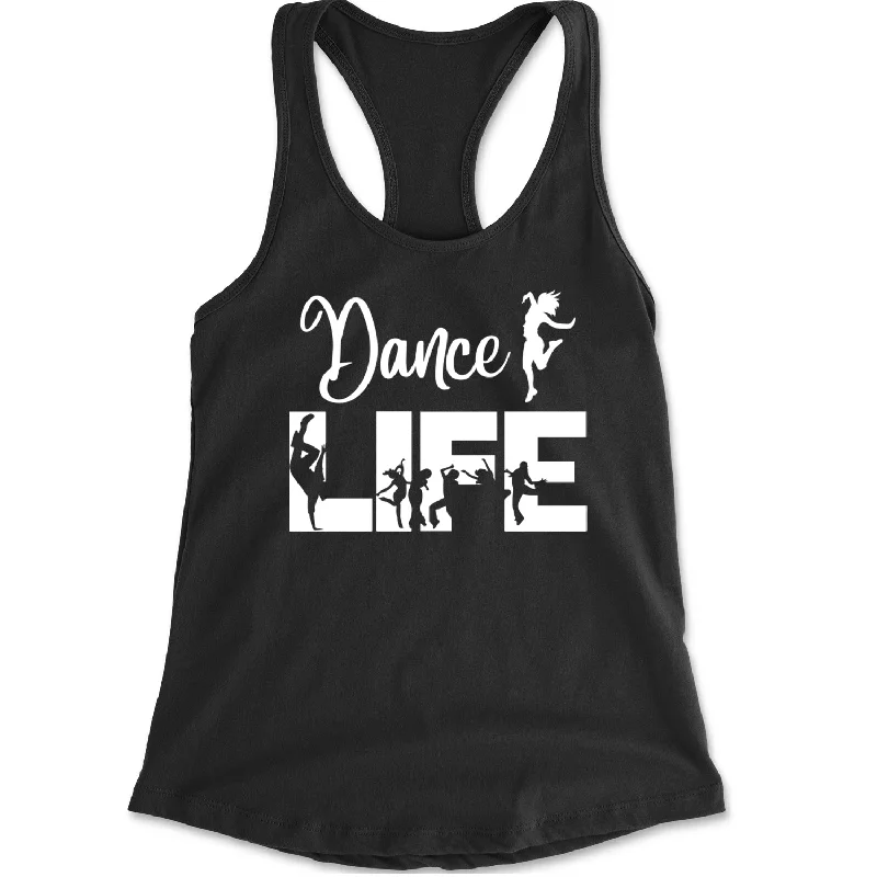 Dance Life Silhouette Dancers Racerback Tank Top for Women floral tank top