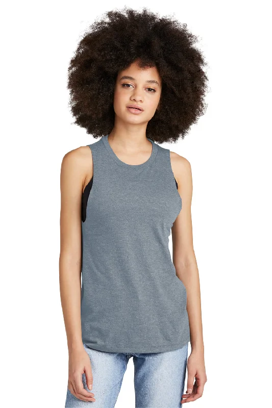 District Womens Perfect Tri Muscle Tank Top - Heather Flint Blue beige tank top