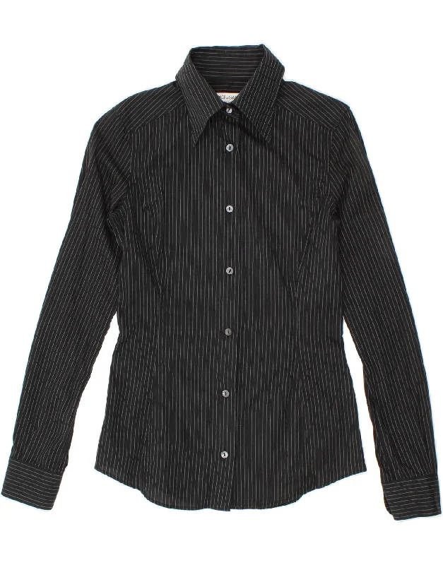 DOLCE & GABBANA Womens Shirt IT 38 XS Black Pinstripe Rayon Fabric Velvet Fabric Corduroy Fabric