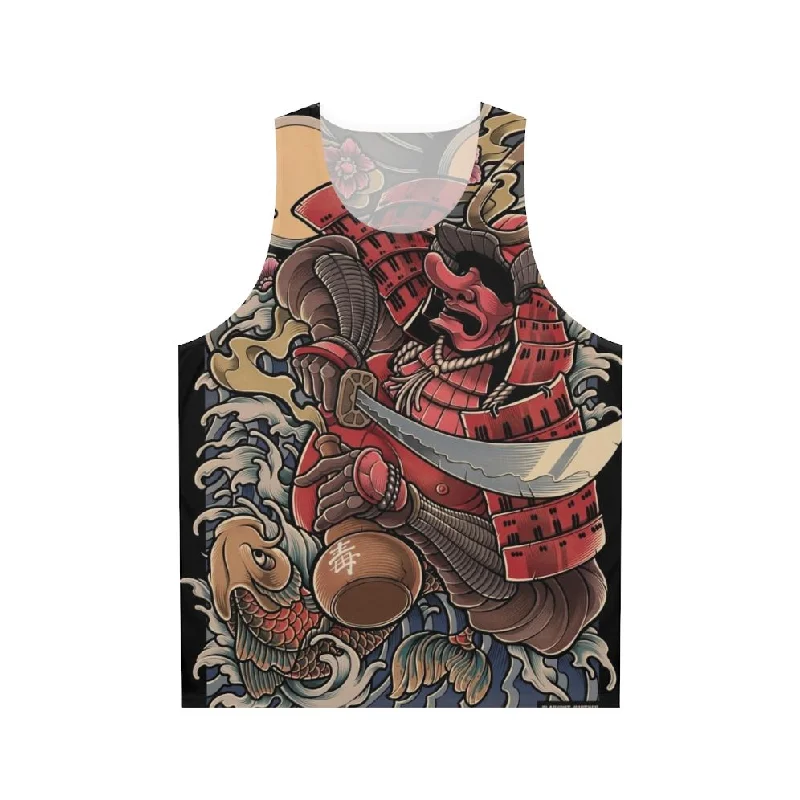Samurai Tank Top: Yopparai The Drunken Oni Warrior Unisex Apparel floral tank top