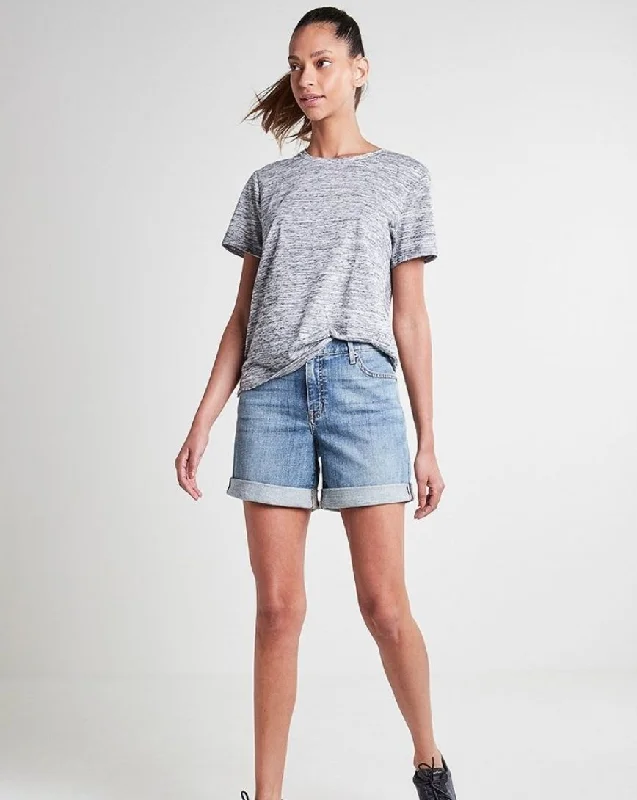Elegant Hazy Grey Round-Neck Shirt Terry Blend Velvet Blend Canvas Blend