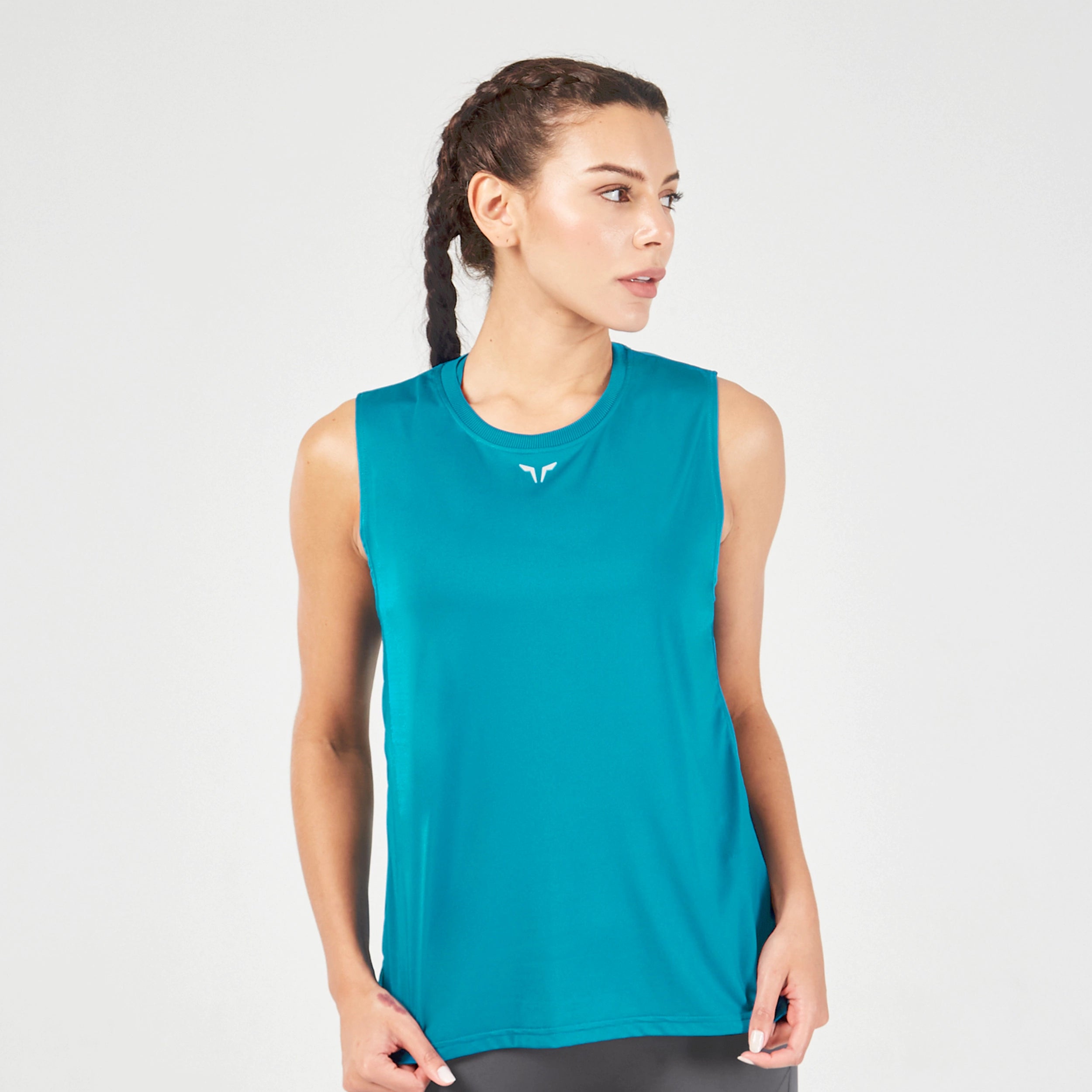Essential Crew Tank - Deep Lagoon glitter tank top