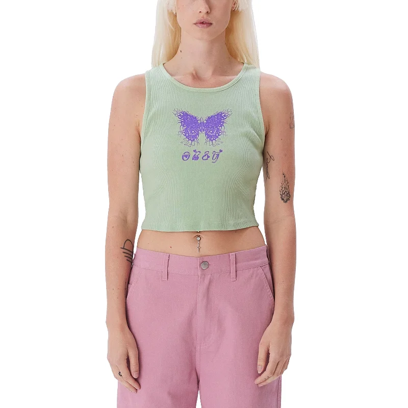 Flaming Butterfly Rib Megan Tank Top striped tank top