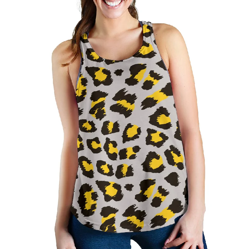 Gray Leopard print pattern Women Racerback Tank Top comfortable tank top