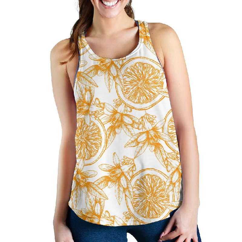hand drawn orange fruit pattern Women Racerback Tank Top cotton tank top