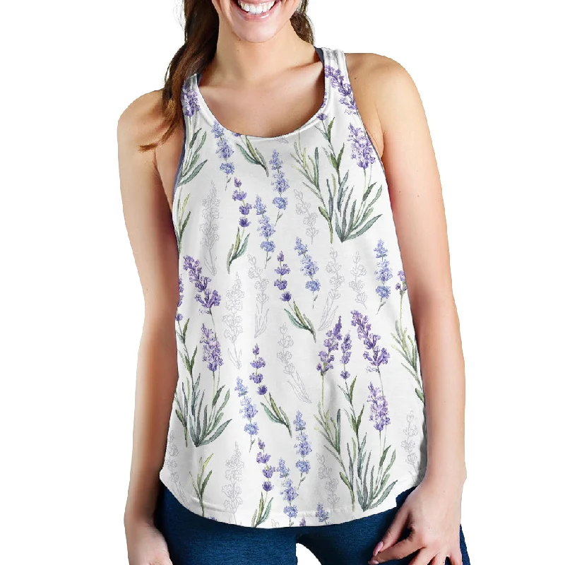 Hand painting Watercolor Lavender Women Racerback Tank Top casual tank top
