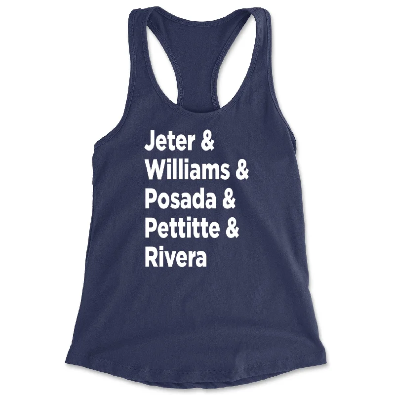 Jeter & Williams & Posada & Pettitte & Rivera Racerback Tank Top for Women neon tank top