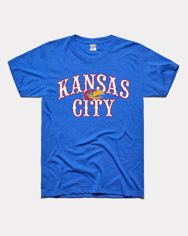 Kansas City Circus Font Royal Blue T-Shirt Collared Crew Neck Turtle Neck