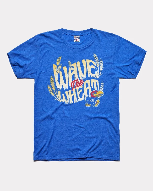 Kansas Jayhawks Wave the Wheat Royal T-Shirt Handmade Hand-knitted Hand-woven
