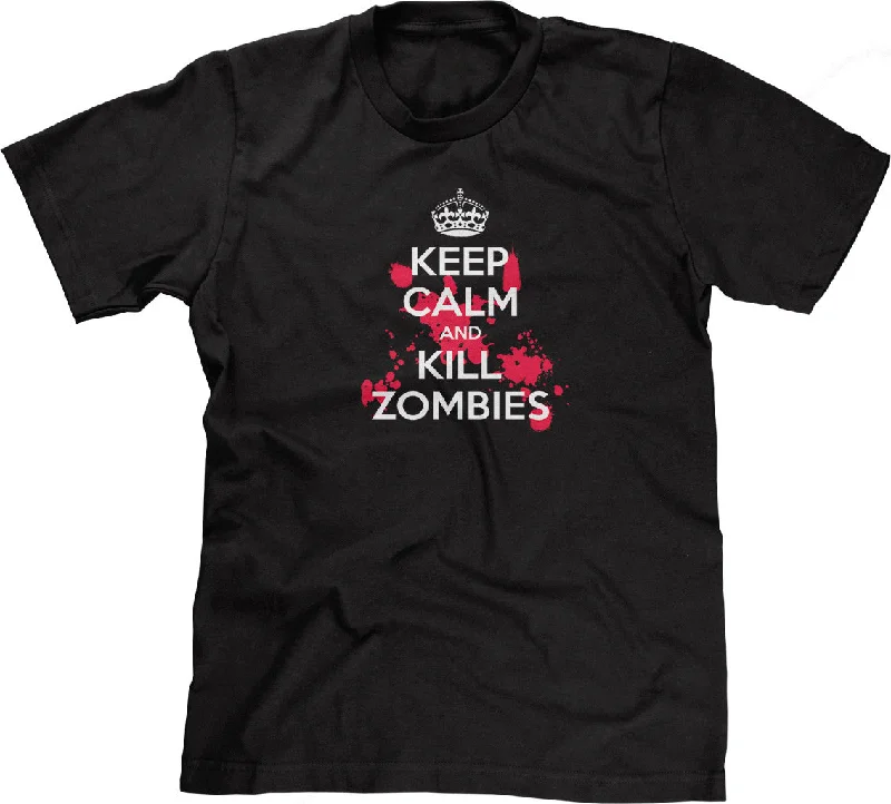 Keep Calm And Kill Zombies T-Shirt Fashionable Trendy Casual
