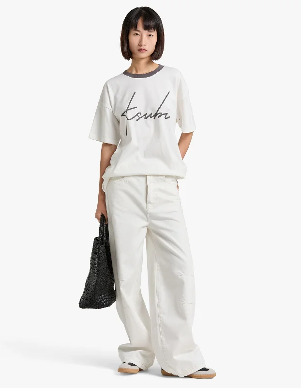 Script Og S/S Tee - Vintage White Mesh Blend Leather Blend Suede Blend