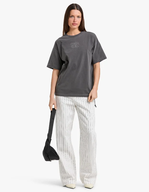 Stacked Stitch Og S/S Tee - Charcoal Beaded Sequined Faux Fur