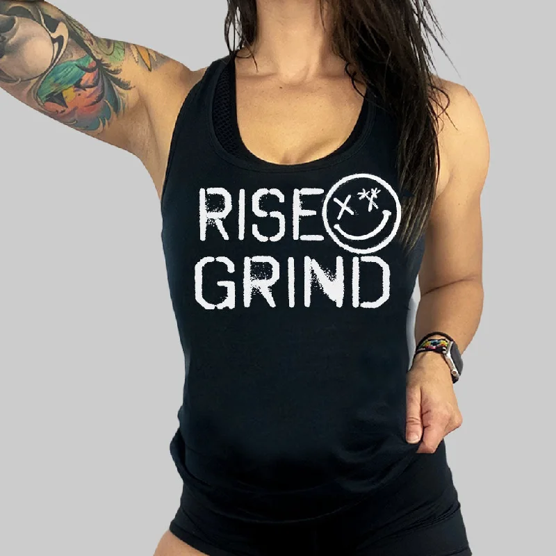 Ladies "Rise and Grind" Racerback Tank black tank top