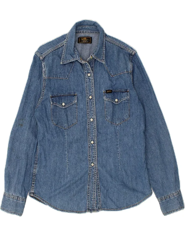 LEVI'S Womens Denim Shirt UK 14 Medium Blue Cotton Rayon Velvet Corduroy