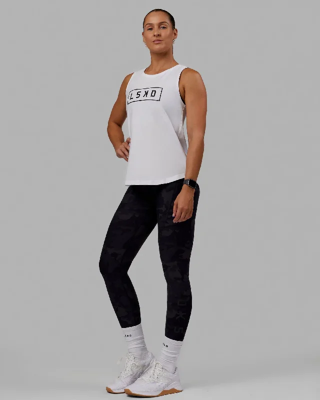 Luna FLXCotton Longline Tank - White-Black grey tank top