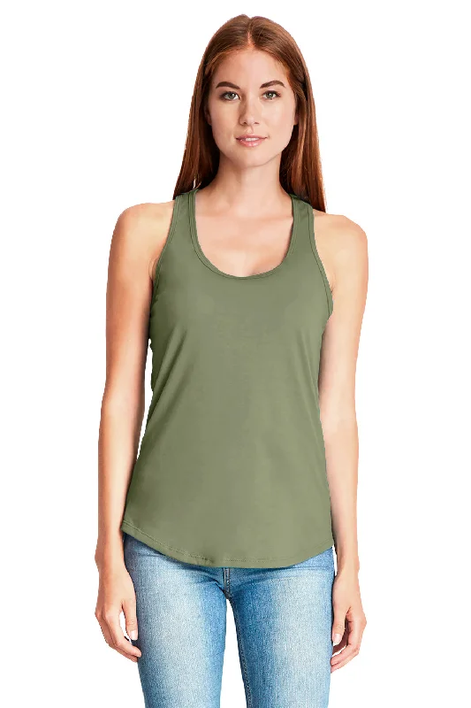 Next Level Womens Gathered Tank Top - Military Green - Closeout lime green tank