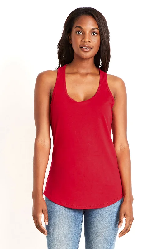 Next Level Womens Gathered Tank Top - Red - Closeout gold tank top