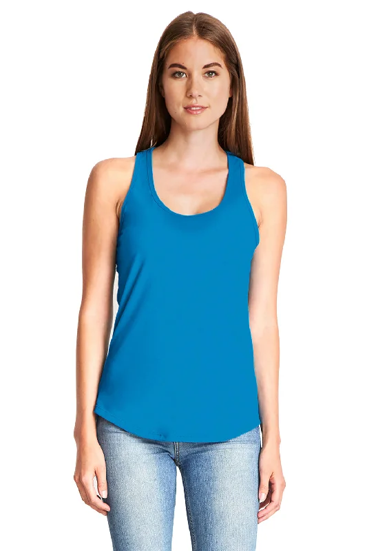 Next Level Womens Gathered Tank Top - Turquoise Blue - Closeout beige tank top