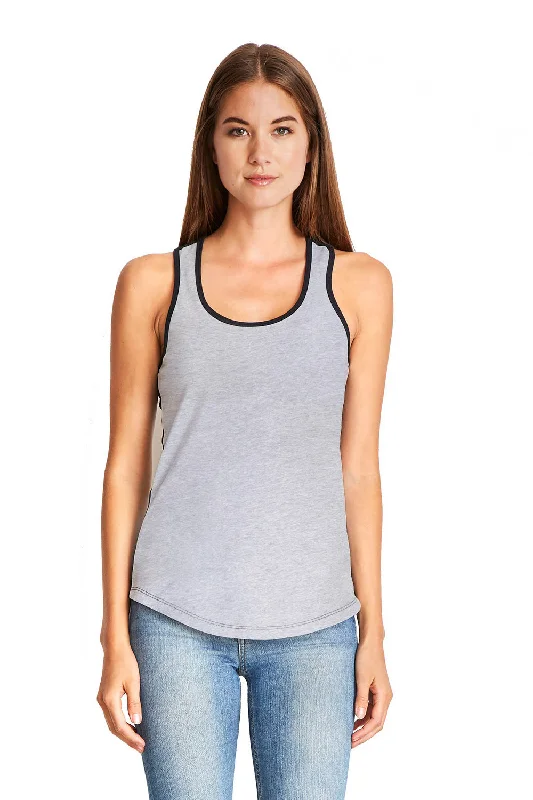Next Level Womens Ideal Tank Top - Heather Grey/Black - Closeout flexible tank top