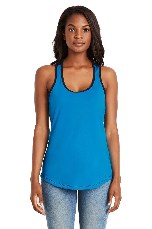 Next Level Womens Ideal Tank Top - Turquoise Blue/Black - Closeout bold tank top