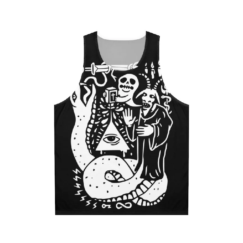 Occult Unisex Tank Top - Mystical Cult Design athletic tank top