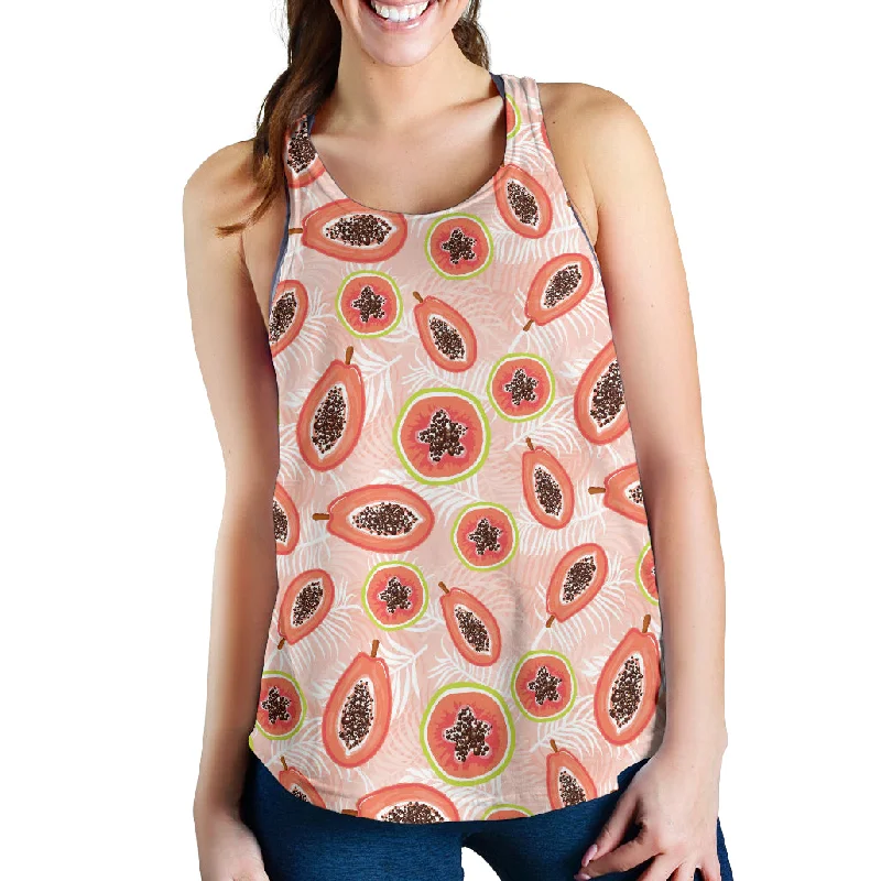 papaya leaves pattern Women Racerback Tank Top navy tank top