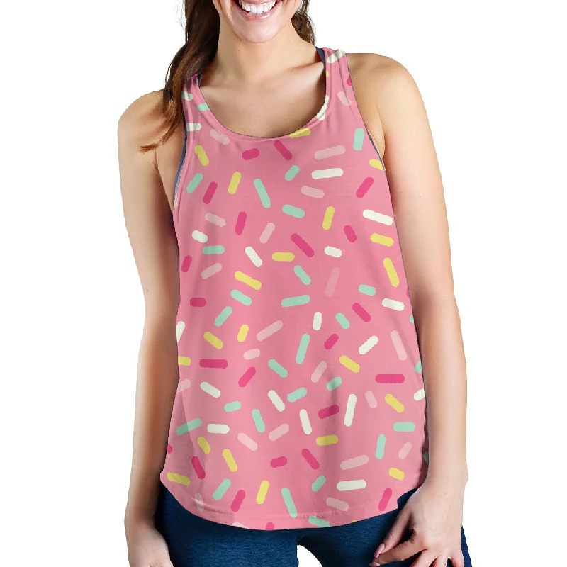 Pink donut glaze candy pattern Women Racerback Tank Top summer tank top